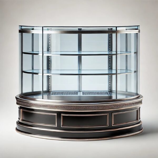 Elegant Curved Glass Sweet Display Counter with LED Lights - Image 3